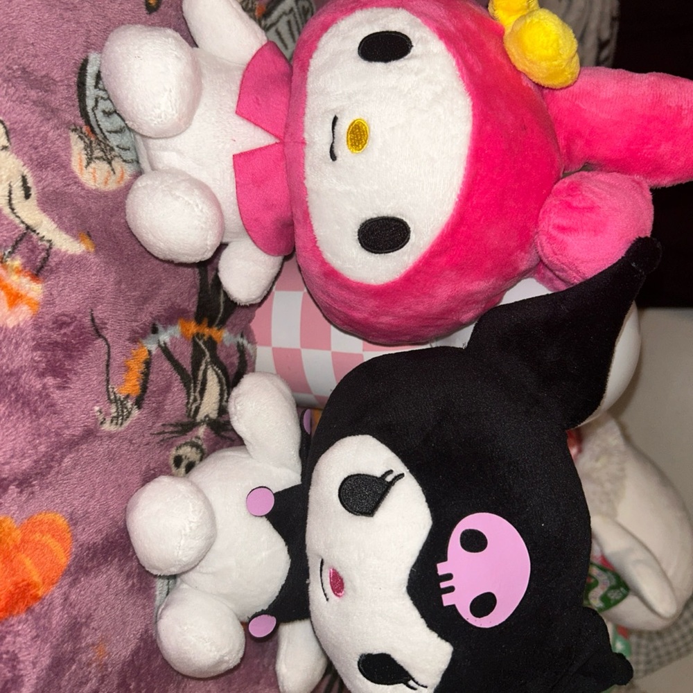 Hello Kitty Pink and Black Plush Set